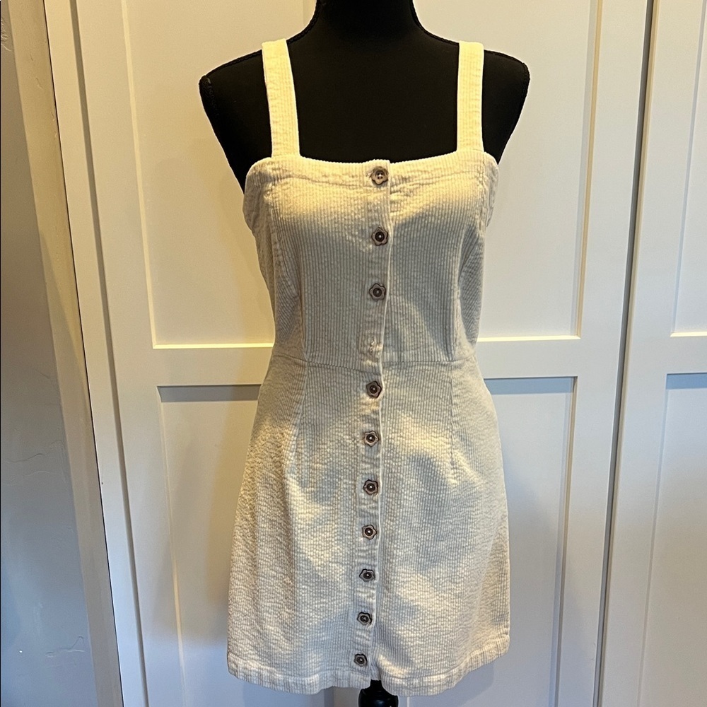 O'Neill Cream Button-Front Corduroy Mini Dress S